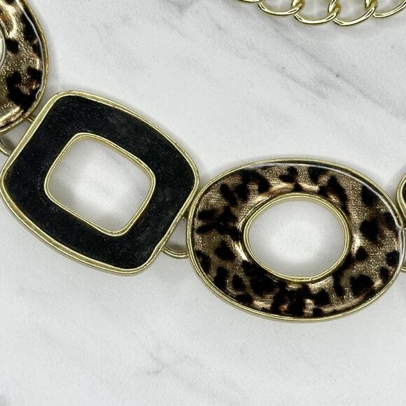 Chico's Vintage Chunky Animal Print Gold Tone Chain Link Belt OS โจ - Picture 7 of 16